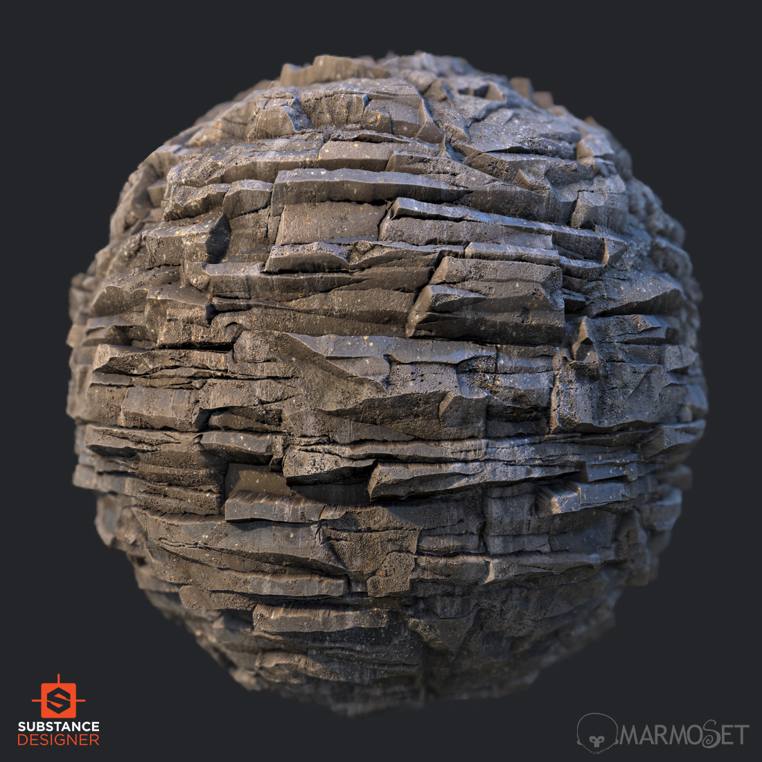Layered cliff rock substance material ball